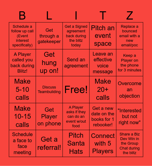 Topgolf Sales Blitz Bingo! Bingo Card