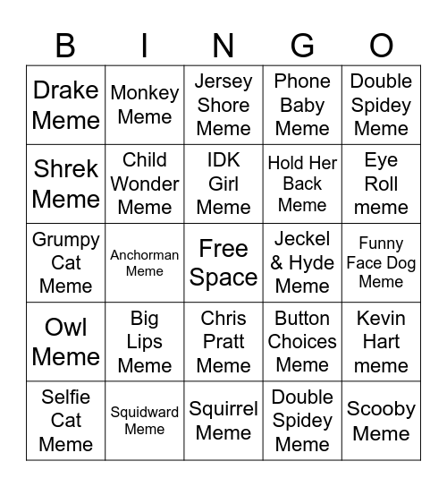 Meme Bingo Card