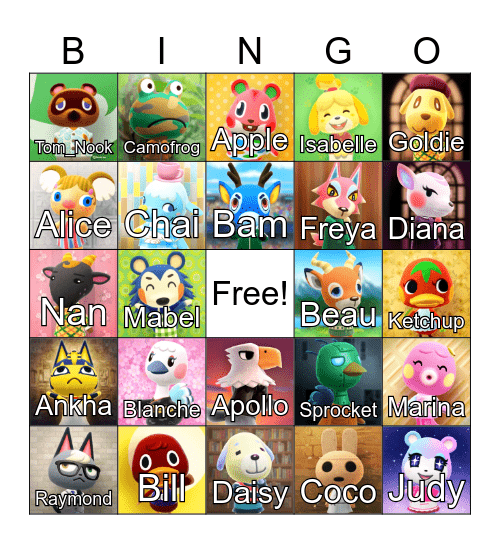 Animal Crossing Bingo Card