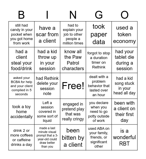 ABA BINGO Card