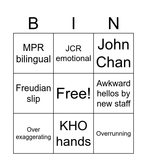 3h Bingo Card