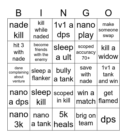 Ana bingo Card