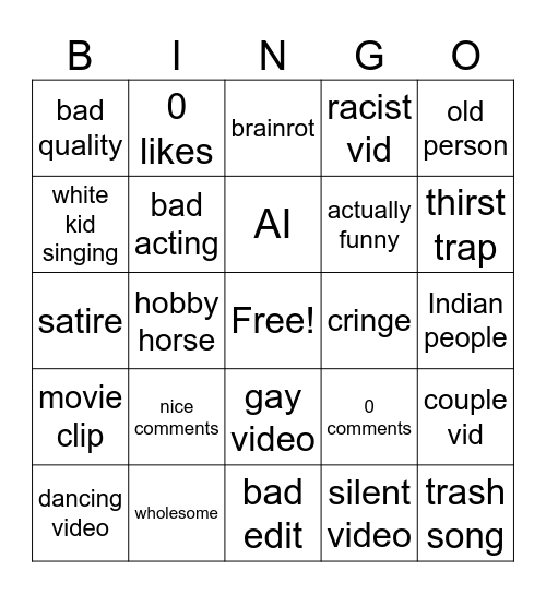 IG Bingo Card