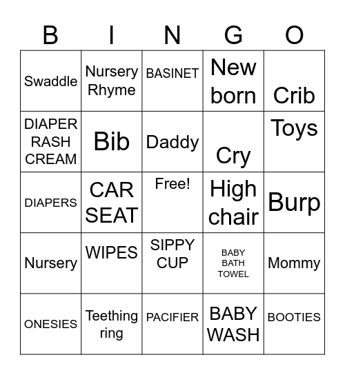 BABY SHOWER Bingo Card