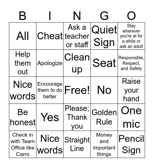 Bingo! Bingo Card