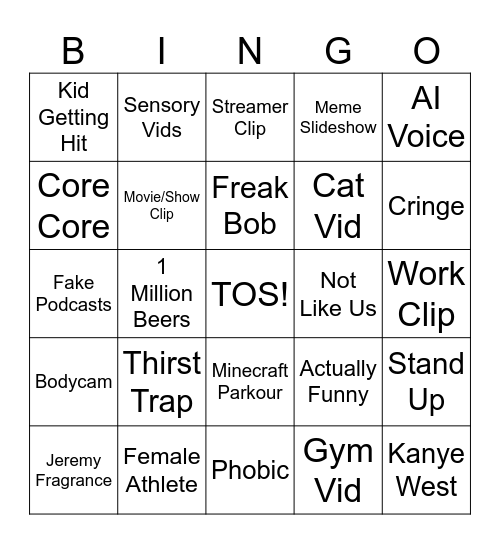 TikTok Bingo Card