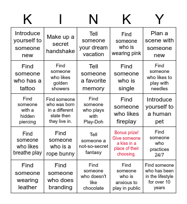 Kinky Bingo Card