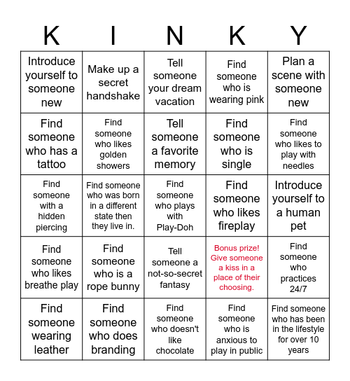 Kinky Bingo Card