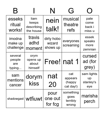 c3 e103 Bingo Card
