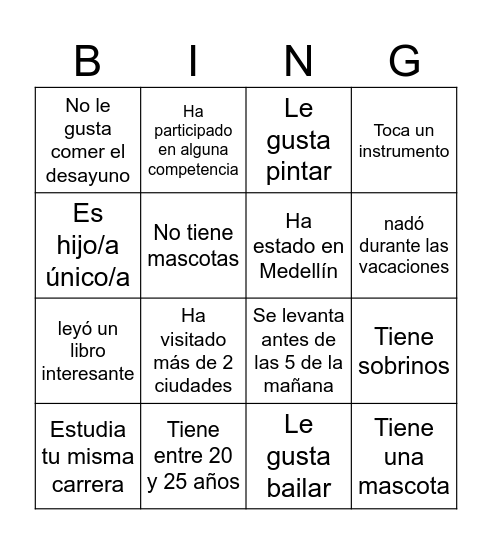 BINGO HUMANO Bingo Card