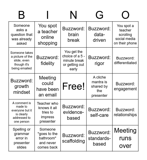 PD BINGO Card