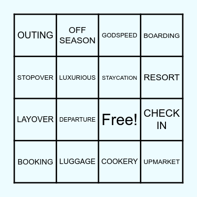 TRAVEL Bingo Card