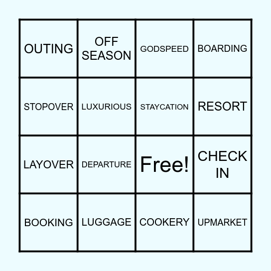 TRAVEL Bingo Card