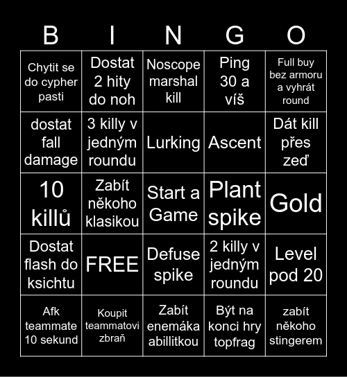 VALORANT BINGO Card