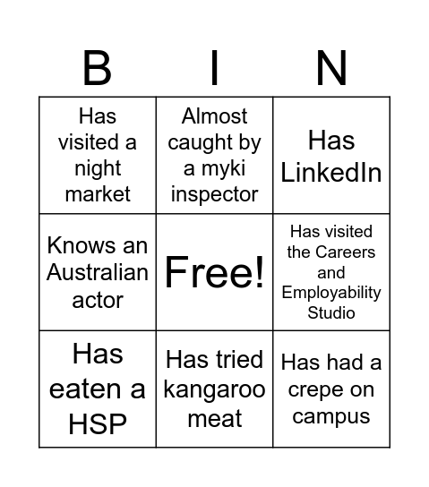 Human Bingo Card