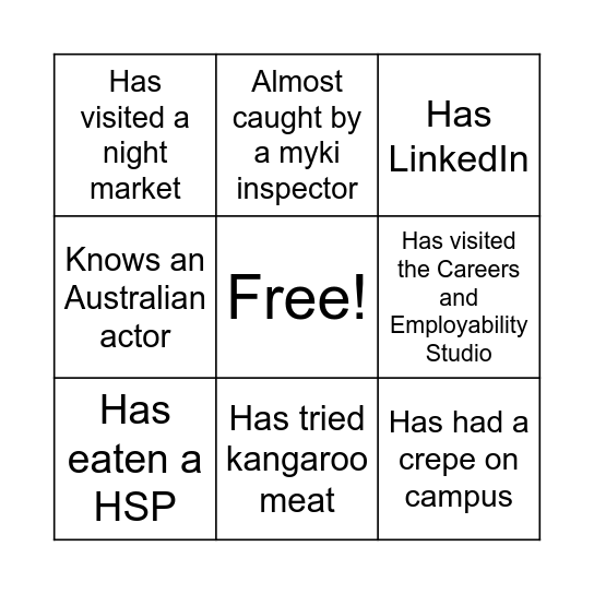 Human Bingo Card