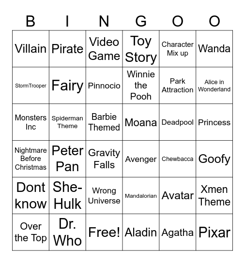 D23 Bingo Card