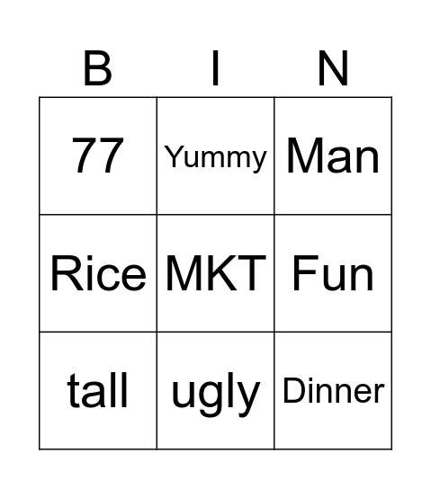 Alex Tham's Bingo Card