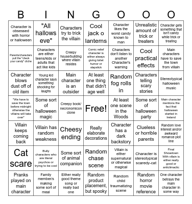 Halloween movie cliche bingo Card