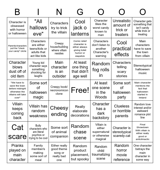 Halloween movie cliche bingo Card