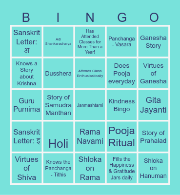 SHINGO Bingo Card