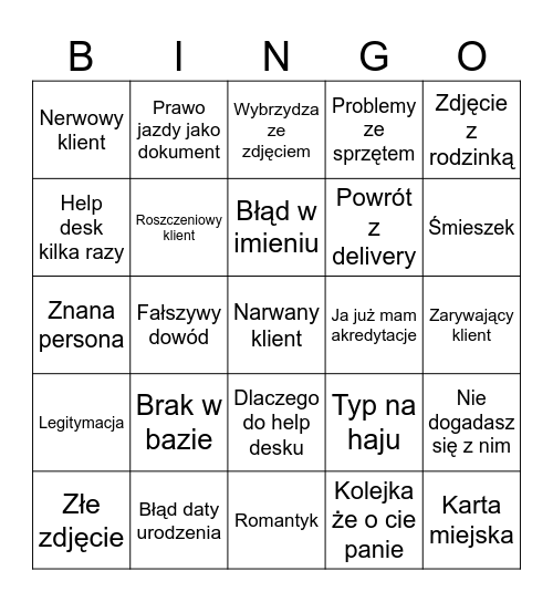 Welcome desk Bingo Card