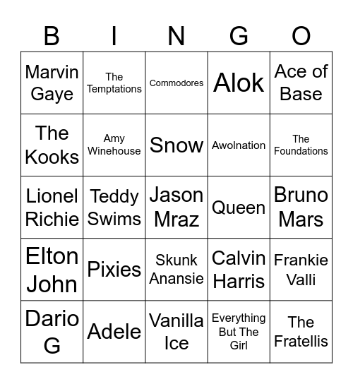 Bingo 57 Mix Bingo Card