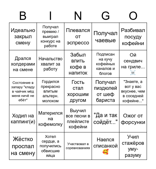 Бариста: было или не было? Bingo Card