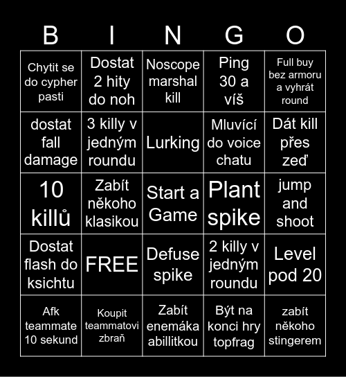 VALORANT BINGO Card