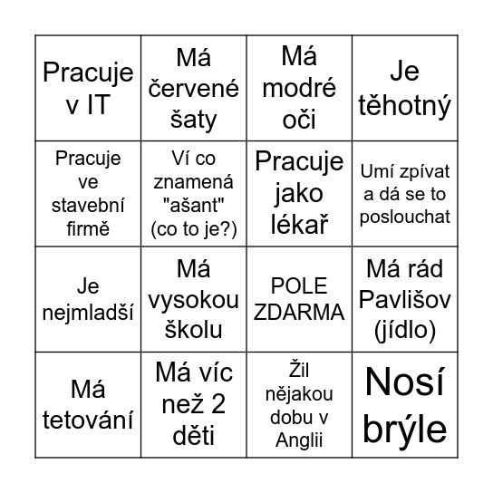 Svatební bingo Card