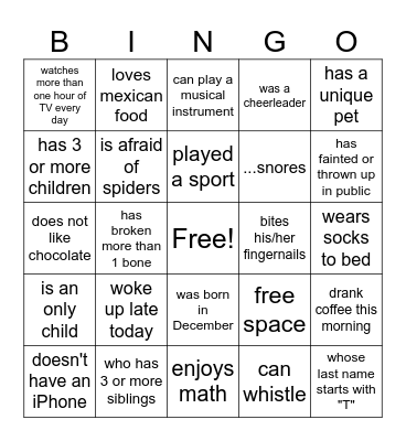 Find Someone Who... Bingo Card