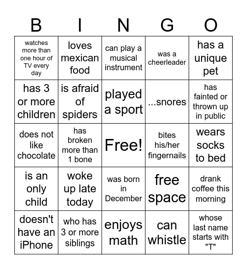 Find Someone Who... Bingo Card