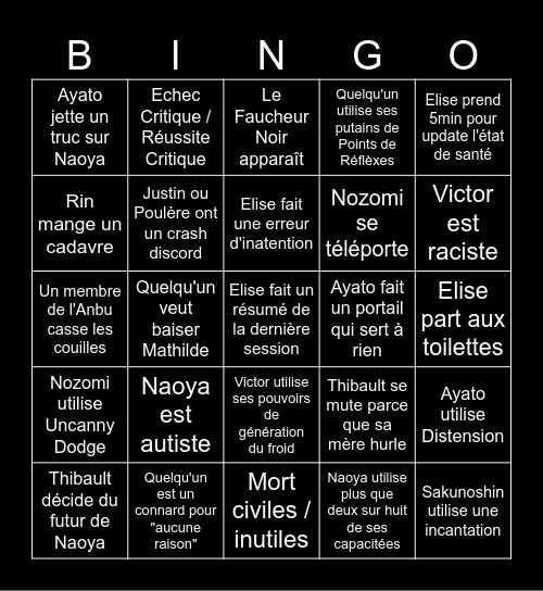 bingo jdre Bingo Card