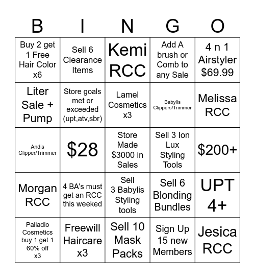 Weekend Bingo Card