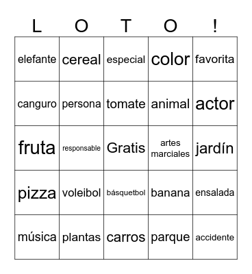 LOS COGNADOS Bingo Card