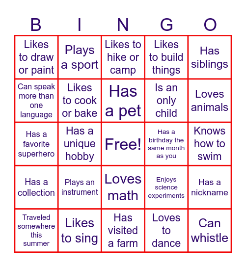 Find Someone Who... Bingo Card