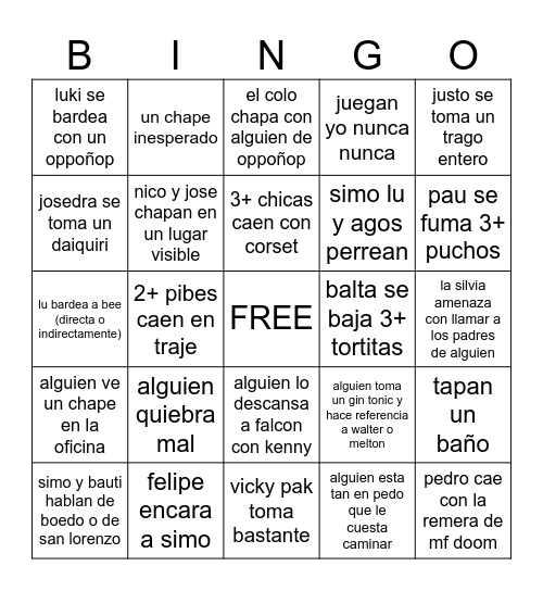 la agosfest Bingo Card