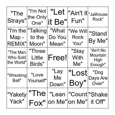 Musical Bingo Card