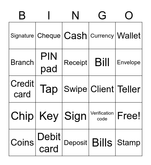 Banking Bingo Card