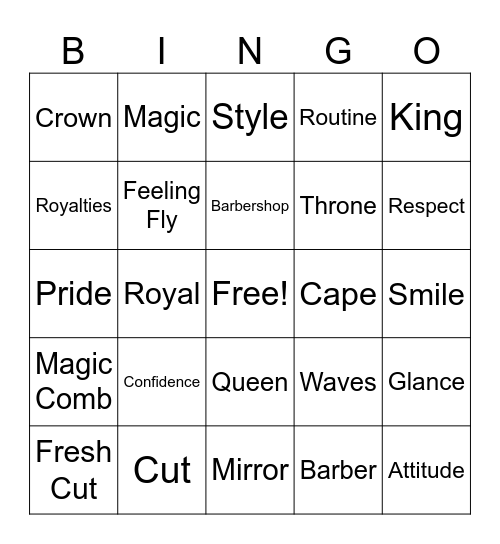 Crown:  Ode to the Fresh Cut Bingo Card