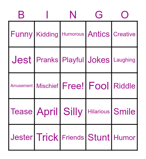 April Fools (Fun Day) Bingo Card