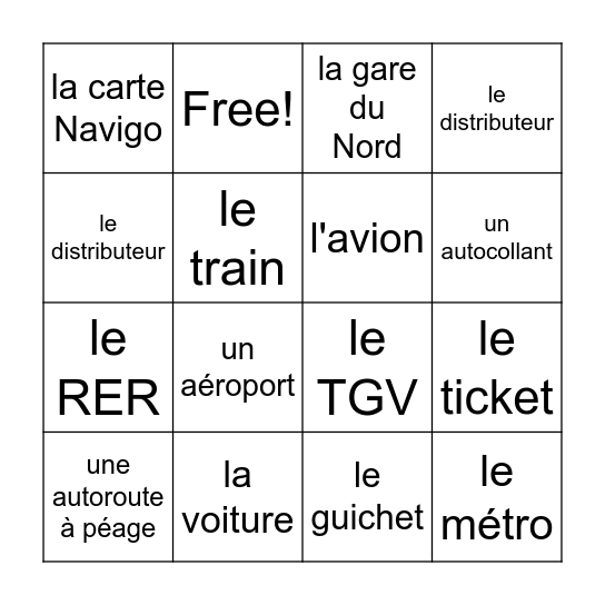 VOYAGES Bingo Card