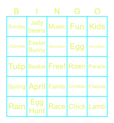 Easter Bingo Card