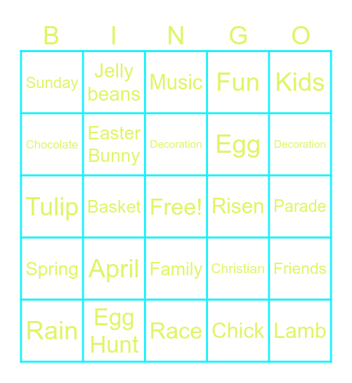 Easter Bingo Card