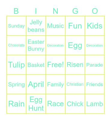 Easter Bingo Card