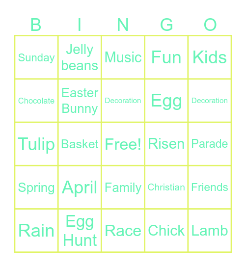 Easter Bingo Card