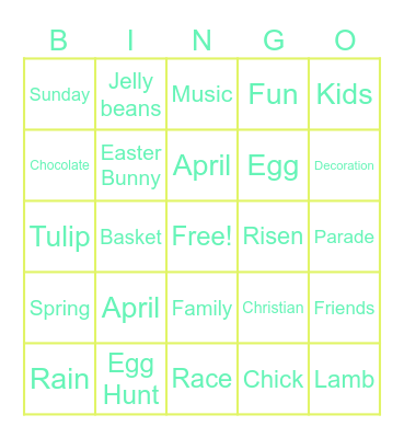 Easter Bingo Card