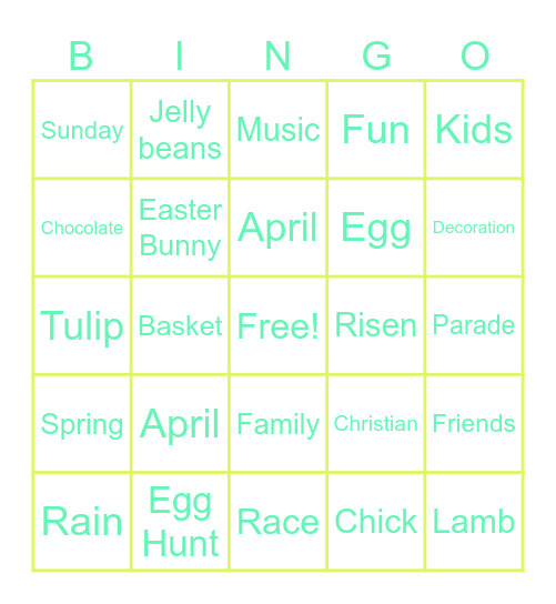 Easter Bingo Card