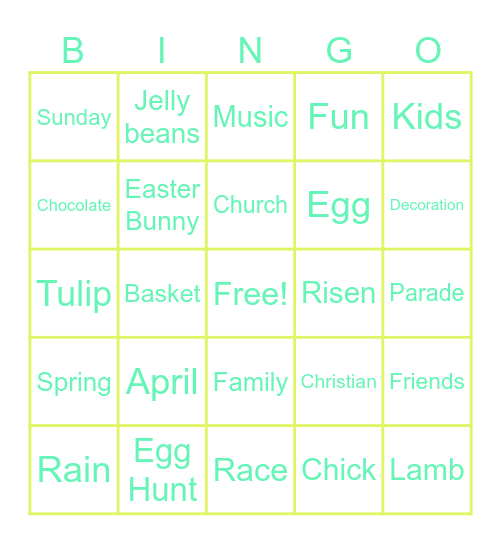 Easter Bingo Card