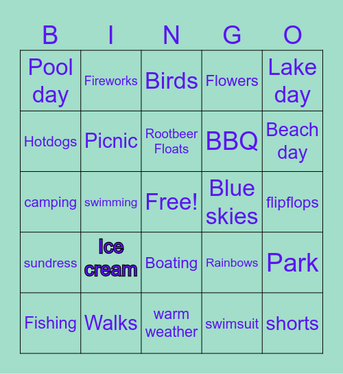 Summer Bingo Card